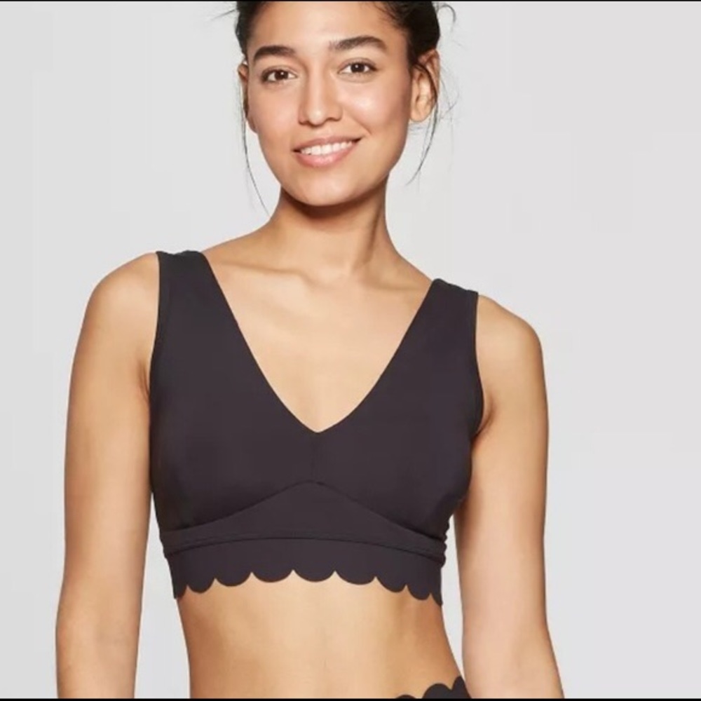 Joy Lab Scalloped Edge Black bra M